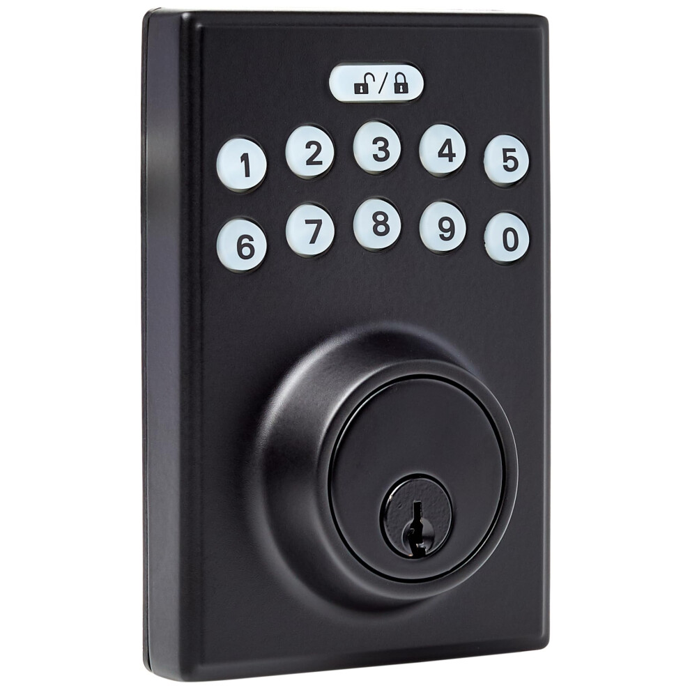 Amazon Basics Electronic Keypad Deadbolt Door Lock with Touch-Control Keyless Easy Installation  Auto Lock  Keyed Entry Option  Contemporary  1-Pack