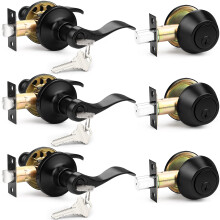 Probrico ford?rs indgangsgreb L?ses?t Enkeltcylindret deadbolt kombinationss?t flad sort finish N?glet ens Combo vendbar til h?jre og venstre sid