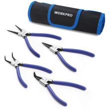 WORKPRO 4-Piece Snap Ring Pliers Set  7-Inch Internal and External Circlip Pliers Kit with Straight and Bent Jaw  For Ring Remover Retaining  Storage
