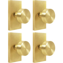HIEMEY 4 Pack Satin Brass Dummy Door Knob Interior for Closet and Bifold  Gold Dummy Door Knobs