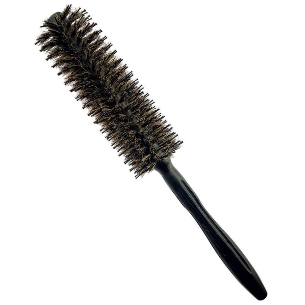 Agoder Round Hair Brush With Natural Boar And Nylon Bristles Small Volumizing Hair Brush - 1.65 Inch Diameter Barrel (12 Rows)