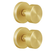 naubea 2 Pack Gold Dummy Door Knob Satin Brass Dummy Door Knobs Interior  Round Modern Door Knob Brushed Gold Dummy Door Handle Interior for Hall Pant