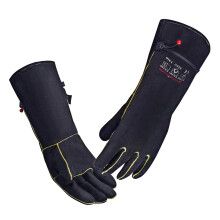 932? Leather Welding Gloves for Women Man  Heat Resistant Fire Long Sleeve Gloves for Tig Mig Stick BBQ Fireplace Animal Handling (Small 14inch)