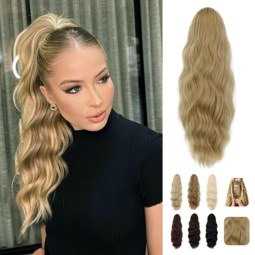 Wodelanle Ponytail Extension 20 Inch Drawstring Ponytail Extension Long ...