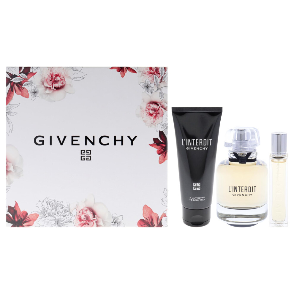 Givenchy LInterdit for Women - 3 Pc Gift Set 2.7oz EDP Spray  0.42oz EDP Spray  2.5oz Body Milk