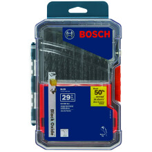 BOSCH BL29 29-dielna sada troch vrt   kov z cierneho oxidu s plochou stopkou v prilo   enom puzdre na pou   itie v tenk   ch kovoch, dreve, plaste