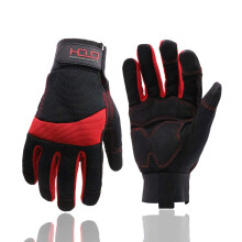 HANDLANDY Anti-vibratie veiligheidswerkhandschoenen voor heren Dames Ademend Flexibel Spandex Back-touchscreen Utility-handschoen (extra groot rood)