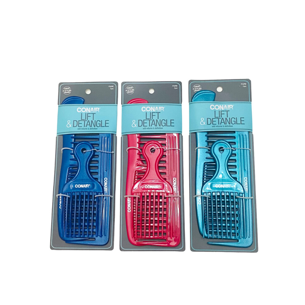 Conair 14498Z 3 Piece Styling Essentials Multiple Styling Options Combs 1.6 Ounce