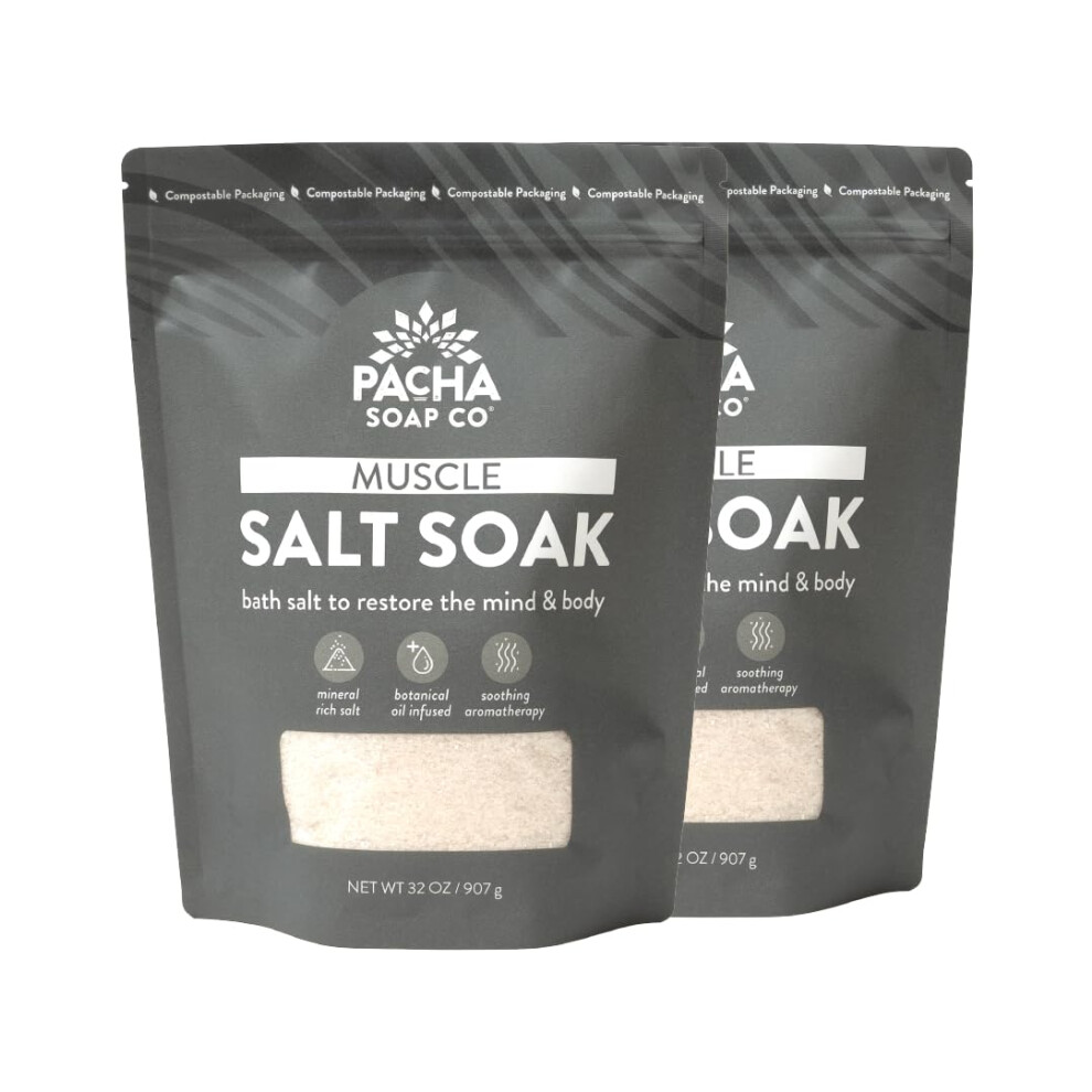 Pacha Soap Co Muscle Salt Soak Beruhigende Badezus Tze, 2Er-Pack, Je 32 Oz-image