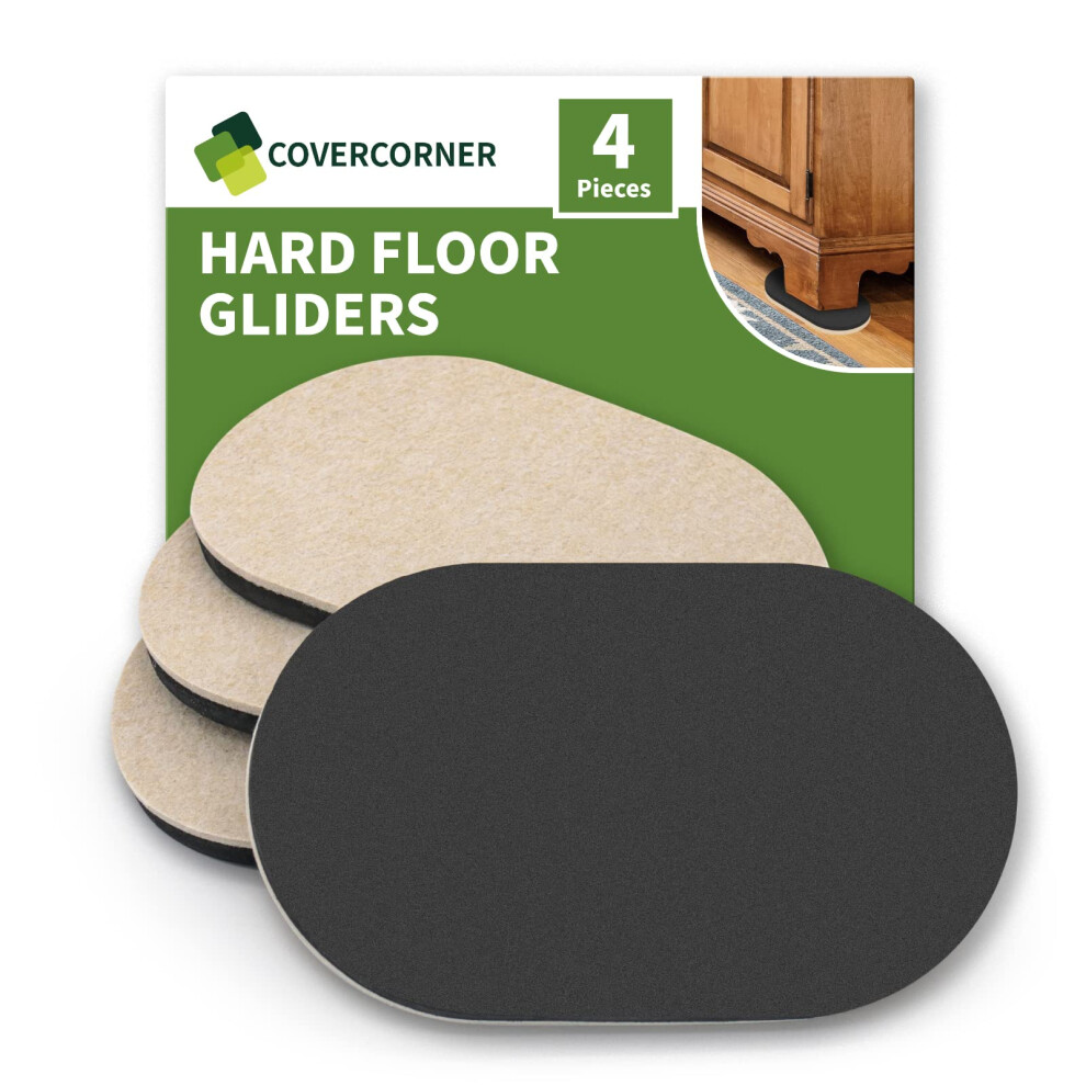COVERCORNER Furniture Sliders for Hardwood Floors 4 PCS - 9 1/2 inch Sliders for Moving Furniture - Felt Furniture Pads for Hardwood Floors-image-OPC-PGFP6PR-NEW