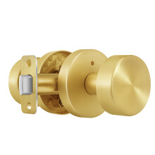 naubea Gold Privacy Door Knobs Interior with Lock Modern Round Door Knobs Brushed Brass Door Handles for Bedroom Bathroom Lockable Door Knob