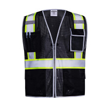 SKSAFETY 10 Pockets Safety Vest Class 2 High Visibility Security with Zipper Double-sided mesh Hi Vis Vest with Reflective Strips ANSI/ISEA St