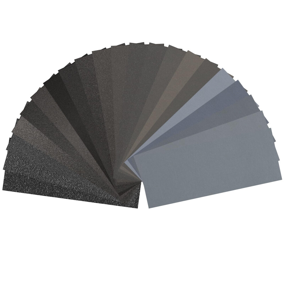 Shineboc 51 Fogli Di Carta Vetrata Impermeabile, 9,5 X 22,9 Cm, Grana Assortita A Secco, Carta Abrasiva Da 80 A 220 A 5000 Fogli Assortiti Per Levigatura Di Mobili E Levigatura Del Metallo (51 Fogli)-image