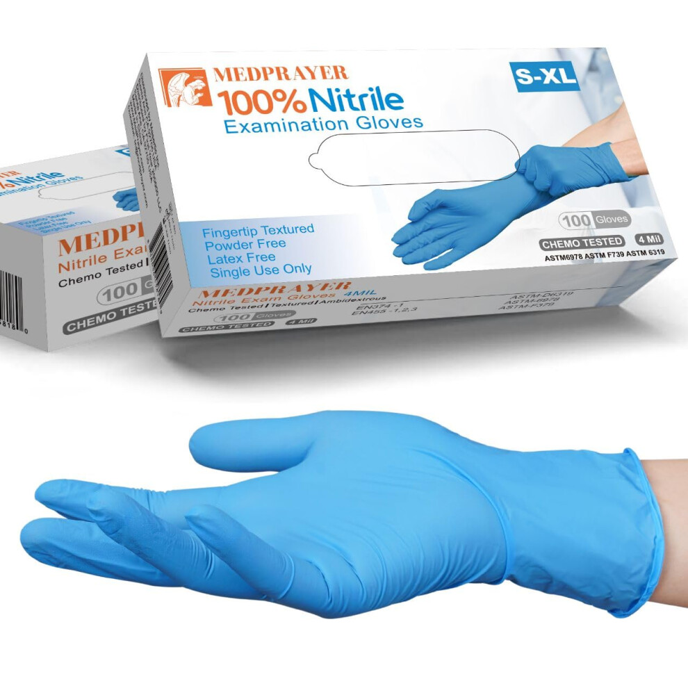 Medprayer Nitrile Exam Gloves - 4 Mil Disposable Latex & Powder Free Food Safe (Medium 200 Count) 850036458470