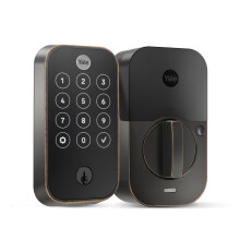 Cerradura de seguridad Yale de dos toques, con cerrojo biom   trico de bronce aceitado, huella dactilar y teclado digital para c   digo (sin wifi) YR