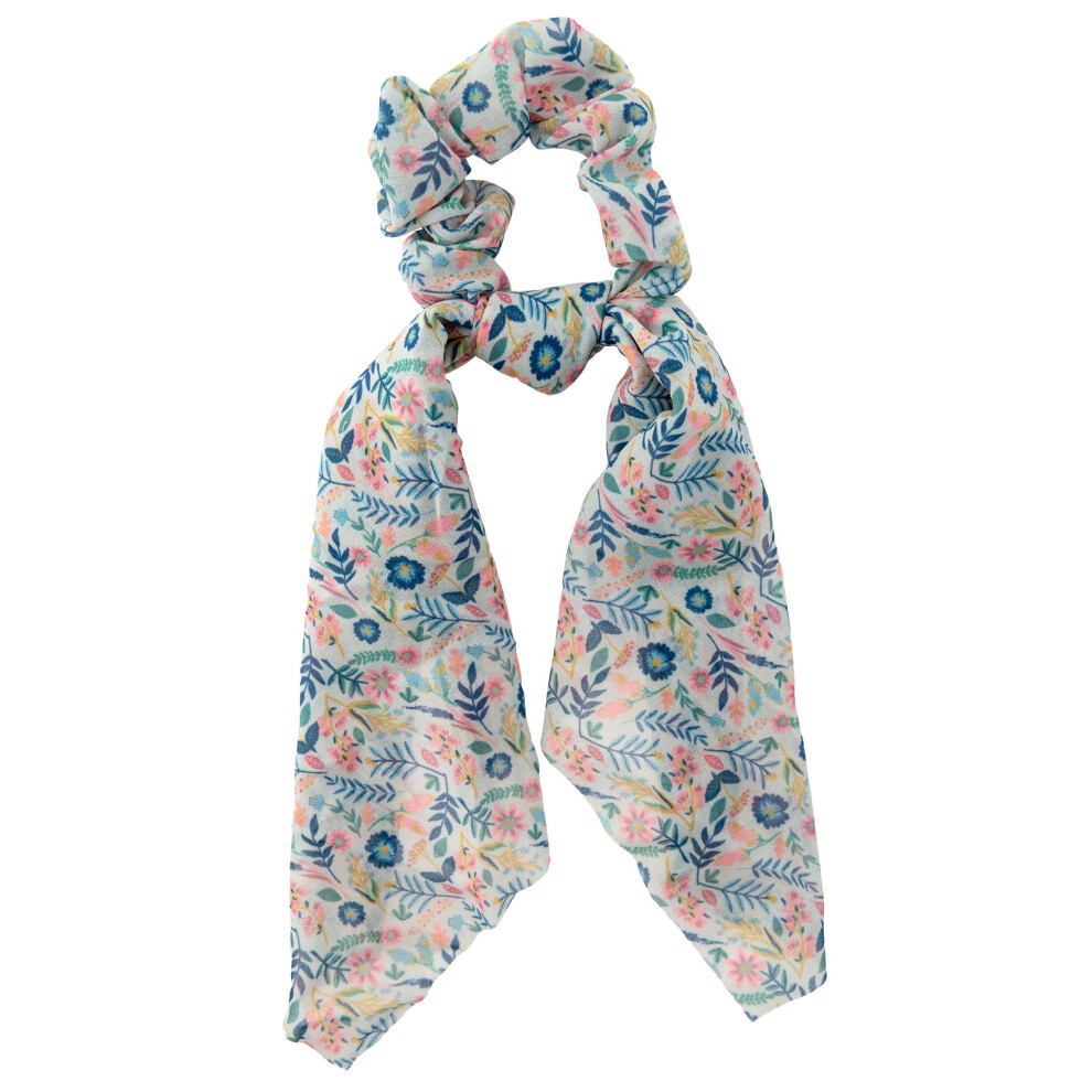 Ensemble chouchou et foulard Karma pour cheveux, foulards en mousseline de soie pour queue de cheval, motif floral Fresco