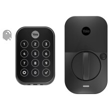 Cerradura de puerta Yale Assure de 2 toques con cerrojo de gamuza negra, sin llave, con teclado digital t   ctil y lector de huellas dactilares (si