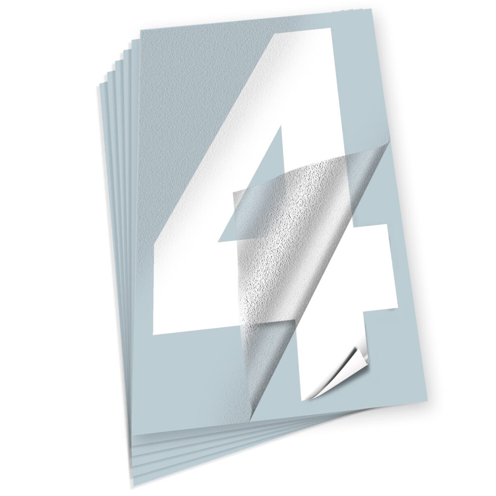 Isyfix Witte Vinyl Nummer 4 (Vier) Stickers - 6-Pack 9 Inch Zelfklevend - Premium Decal Gestanst & Vooraf Gespateerd Voor Brievenbus Borden Deur-image