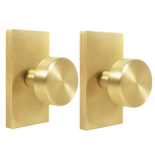 HIEMEY 2 Pack Gold Dummy Door Knob Interior Satin Brass Bifold and Closet Door Knobs Inactive Dummy Door Handles