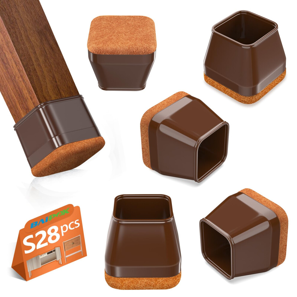 28Pcs Square Chair Leg Floor Protectors With Wrapped Felt Bottom Silicone Chair Leg Protectors For Hardwood Floors Chair Legs Cover Prevents Scratch 658358589007