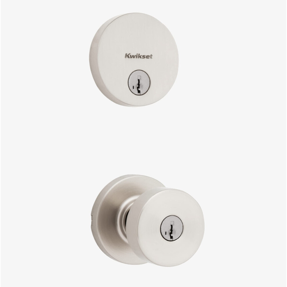 Ensemble combin    de serrure     cl    Kwikset 991 Pismo et de p   ne dormant     cylindre unique avec SmartKey et Microban en nickel satin