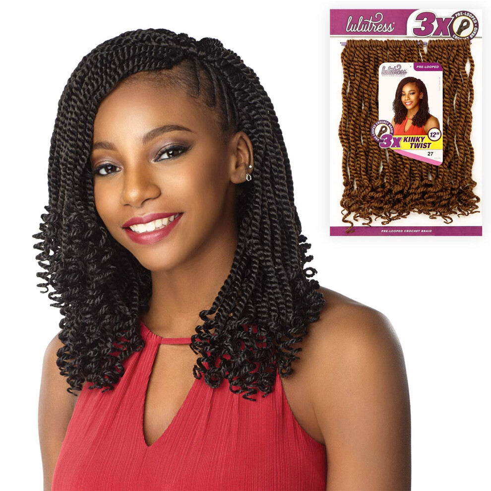 Sensationnel Lulutress Synthetic Hair Crochet Braids 3X Kinky Twist 12"""" (1 Pack 1B)