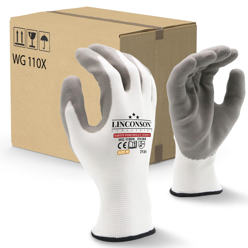 Linconson 12 Pack Safety Performance Series Construction Mechanics Work Gloves (White Xxl (Pack Of 12)) 628405015551