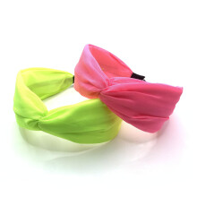 XXFBJNMD 2 Pcs Solid Color Fluorescent Wide Hair Bands Ladies Non-slip Cross Knot Neon Headbands Suitable for Women's Wash Outdoor Daily Life W
