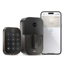 Cerradura Yale Assure Lock 2 Plus con llave para Apple Home (apertura con solo tocarla), cerradura inteligente de bronce aceitado sin llave con t