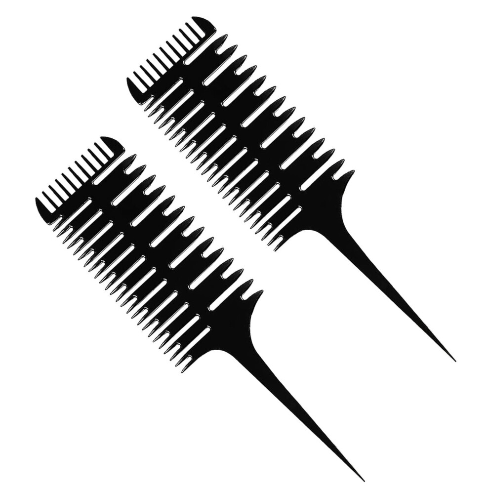 Lot de 2 peignes de séparation de cheveux à 3 voies, peignes de séparation de tissage, peignes de coiffure, peignes de teinture pour cheveux, pei