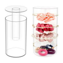 Fengshuibringluck 3-IN-1 Clear Acrylic Container Set Round Hair Accessories Bucket Storage Organizers with Lids for Hair Accessories & Beauty Supplie