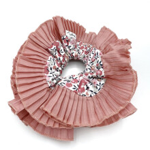 Mybiebi Maxi Scrunchies pour les femmes pour les filles. Lignes de cheveux a double couches plissees Scrunchie. Edition elastique de ruban multic