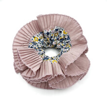 MyBiebi Maxi Scrunchies for Women Girls Kids. Double Layered Hair Ties Pleated Patterns. Exclusive Multicolor Ribbon Elastic edition ideal for Pony