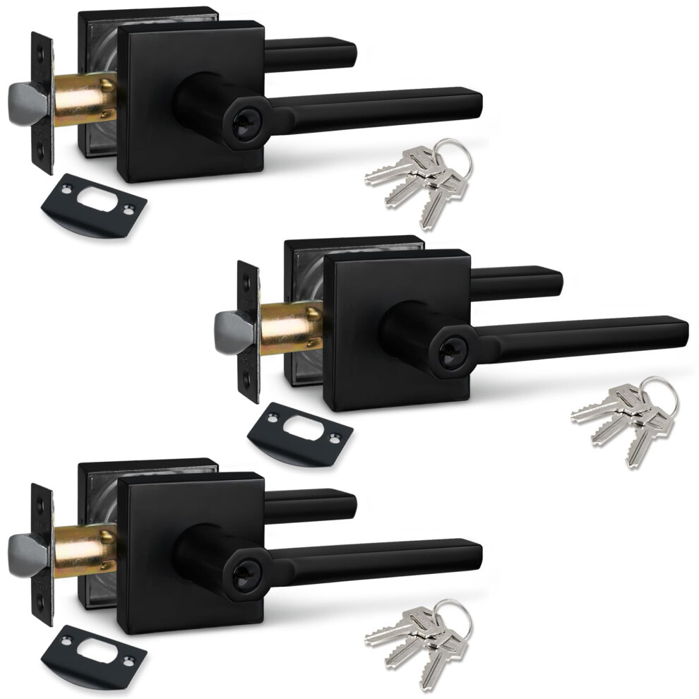 Newbang (3Pack) Different Key Entry Lever Lock In Venetian Matt Black For Exterior Door Hd1601-Db-Et-3P 6131637266140
