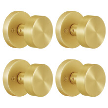 naubea 4 Pack Brushed Gold Dummy Door Knobs Interior Satin Brass Dummy Door Knobs for Closet  Heavy Duty Modern Round Door Handle