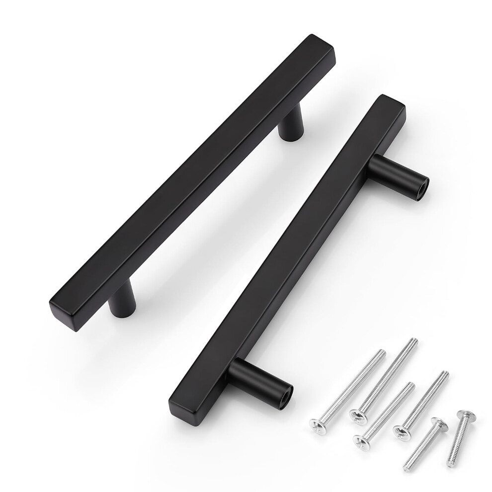 KNOBWELL Lot de 20 poign   es carr   es noires pour commode, tiroir, salle de bain, meuble-lavabo, cuisine, espacement des trous de 10 cm, longueur t