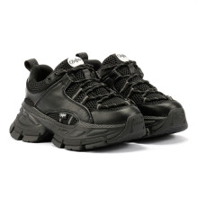 (Black, 6.5 (Adults')) Buffalo Saturn Lace Women's Black Trainers