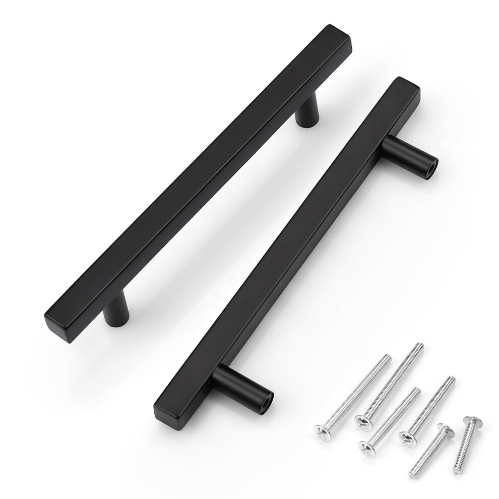KNOBWELL 20 Pack 5 inch Black Cabinet Pulls  Kitchen Cupboard Cabinet Door Handles  Stainless Steel Dresser Drawer Pulls Overall Length 7-1/2 inch-image-OPC-PGFP8JK-NEW
