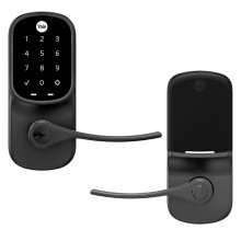 Yale Asegurar al mango de la puerta de entrada de palanca con cerradura de puerta inteligente de gamuza negra con teclado con llave de respaldo de ma