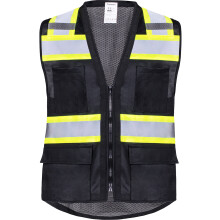 ProtectX 6 Pockets High Visibility Zipper Front Safety Vest with Reflective Tape Strips Lightweight & Solid Front Mesh Back ANSI/ISEA Certified Cla