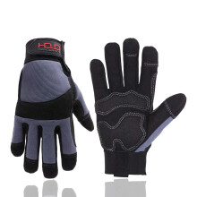 HANDLANDY Anti-vibratie veiligheidswerkhandschoenen voor heren Dames Ademend Flexibel Spandex Back Touch Screen Utility Handschoen (Middelgrijs)