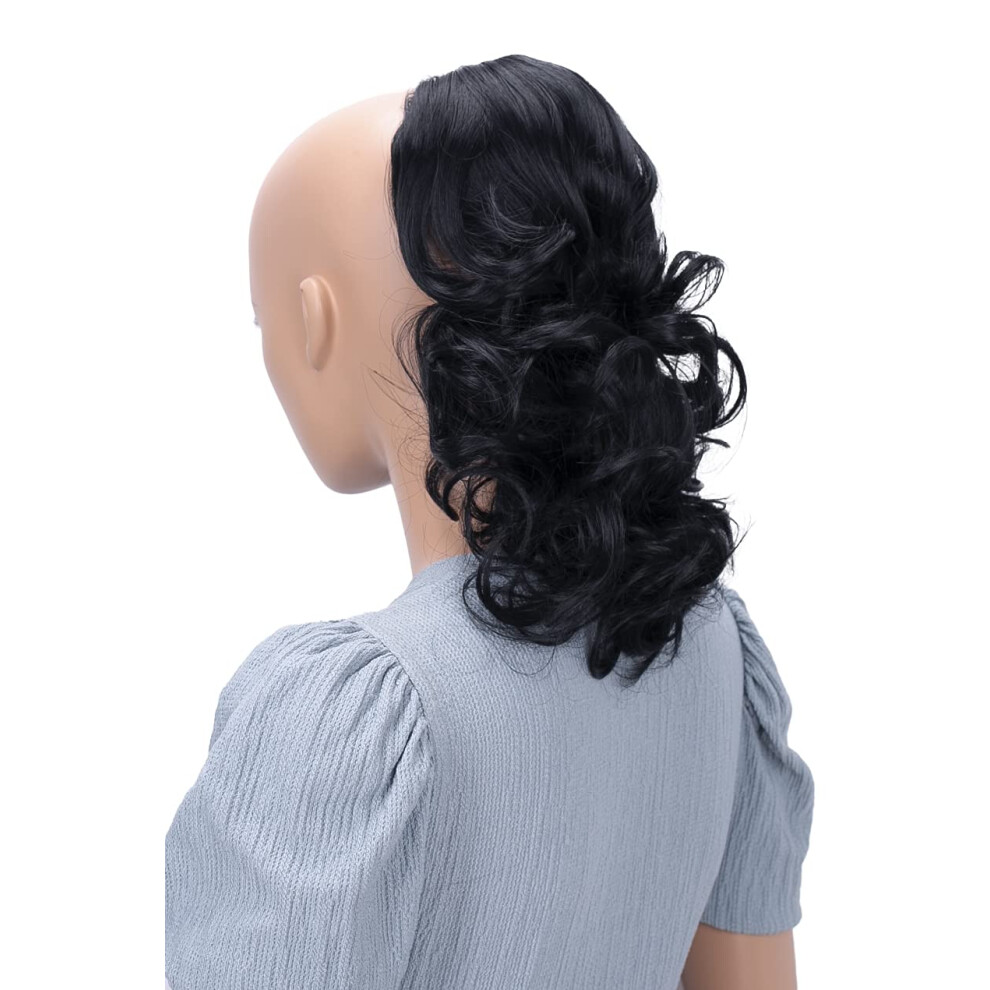 Kaisha Unisex Black Caisha 12"""" Hair Piece Braid Ponytail Extension Voluminous Wavy Ph1a