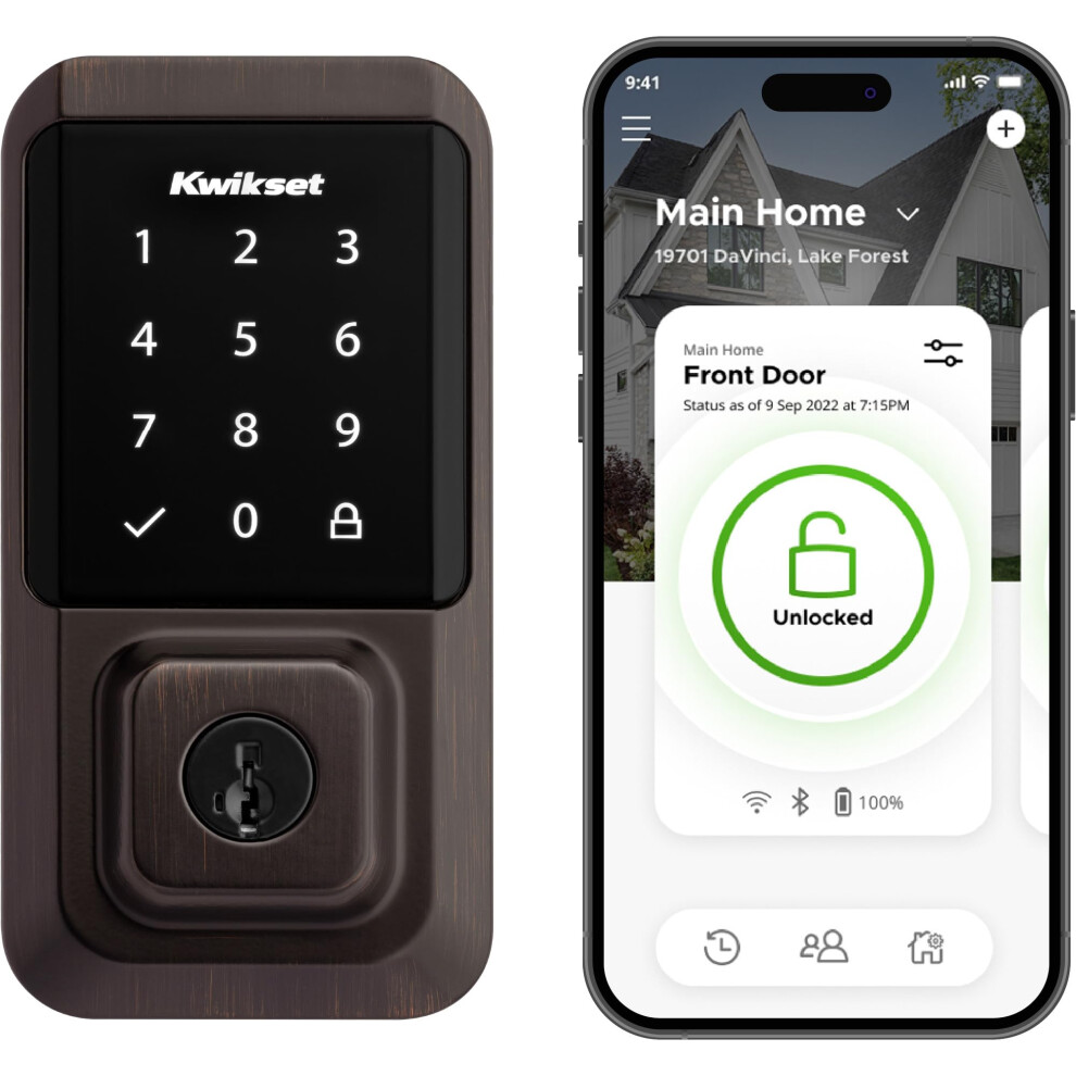 Photos - Door Lock Kwikset Halo Wi-Fi Smart Lock Keyless Entry Front Door Touchscreen Deadbolt App Control Grade AAA Certified Easy Install No