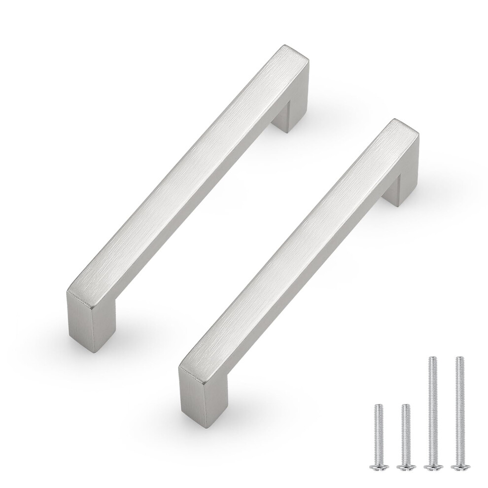 Probrico 10 Pack Stainless Steel Kitchen Cabinet Handles Hole Centers 4Inch Brushed Satin Nickel Drawer Pulls Square Corner Bar Dresser Pull Handle 4. 6941154051514