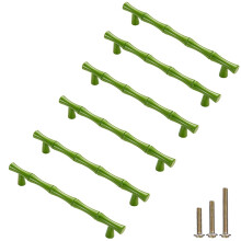 ESreake 6 stuks bamboe vorm massief zinklegering kastknoppen handgrepen dressoir ladekast kast kastdeur trekt decoratieve meubelaccessoires knoppen (