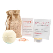 emerginC At-Home Luxury Spa Kit Signature - 5 rszes borpol + npol kszlet - vilgt arcpol kszlet Revital-Eyes Mask Illolajos frdobomba H
