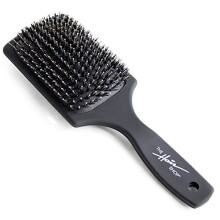 Black Brush by The Hair Shop - Nylon and Boar Bristles for Scalp Massage Detangling Shine and Hair Growth Safe for All Hair Types Extensions & Wi