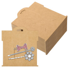 50 Pcs Hair Clip Display Cards 4.75 x 5.25 Inch Kraft Hair Bow Holder Cards Brown Bow Display Rectangular Clip Collecting Cardboard for Barrettes Jew