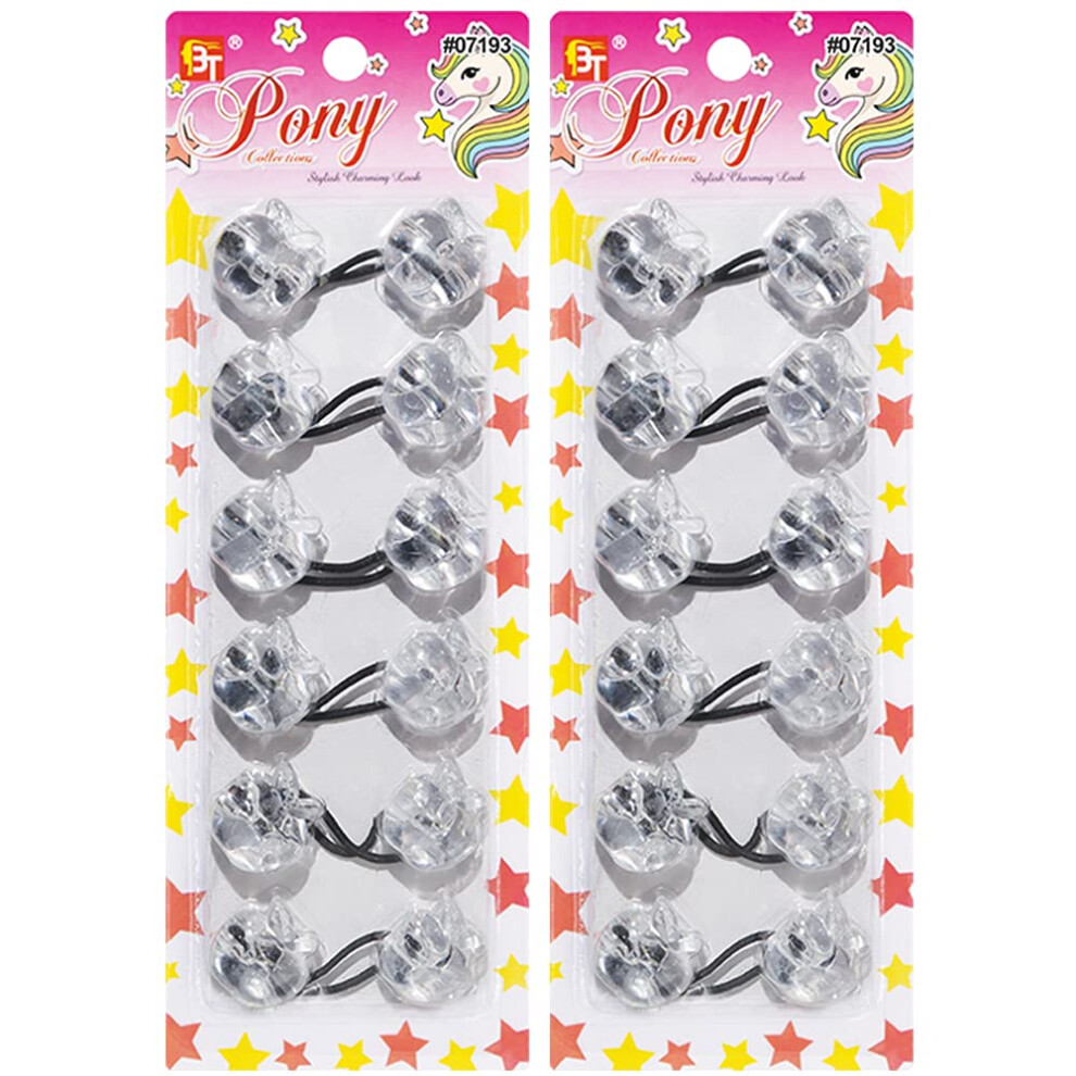 Lot De 12 Lastiques Cheveux De 20 Mm, Motif Dessin Anim Color , Accessoires Pour Enfants, Filles, Femmes, Tous Ges (Pomme Transparent)-image