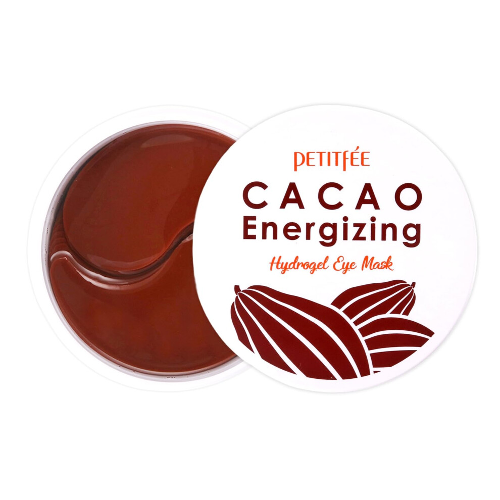 Petitfee Cacao Energizing Hydrogel Eye Mask 60Ea (30Pairs) - Nourishing Eye Patch With Cacao Seed Butter Brazil Nut Pine Nut Macadamia Revitalizes